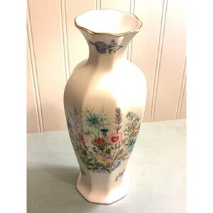 Aynsley Vintage Wild Rose Floral Vase 9" Bone China England Mended Cottage Base